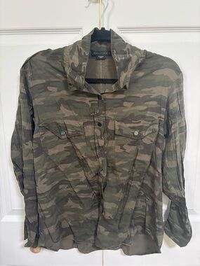 Sanctuary Olive Green Camo Button-Up Field Jacket